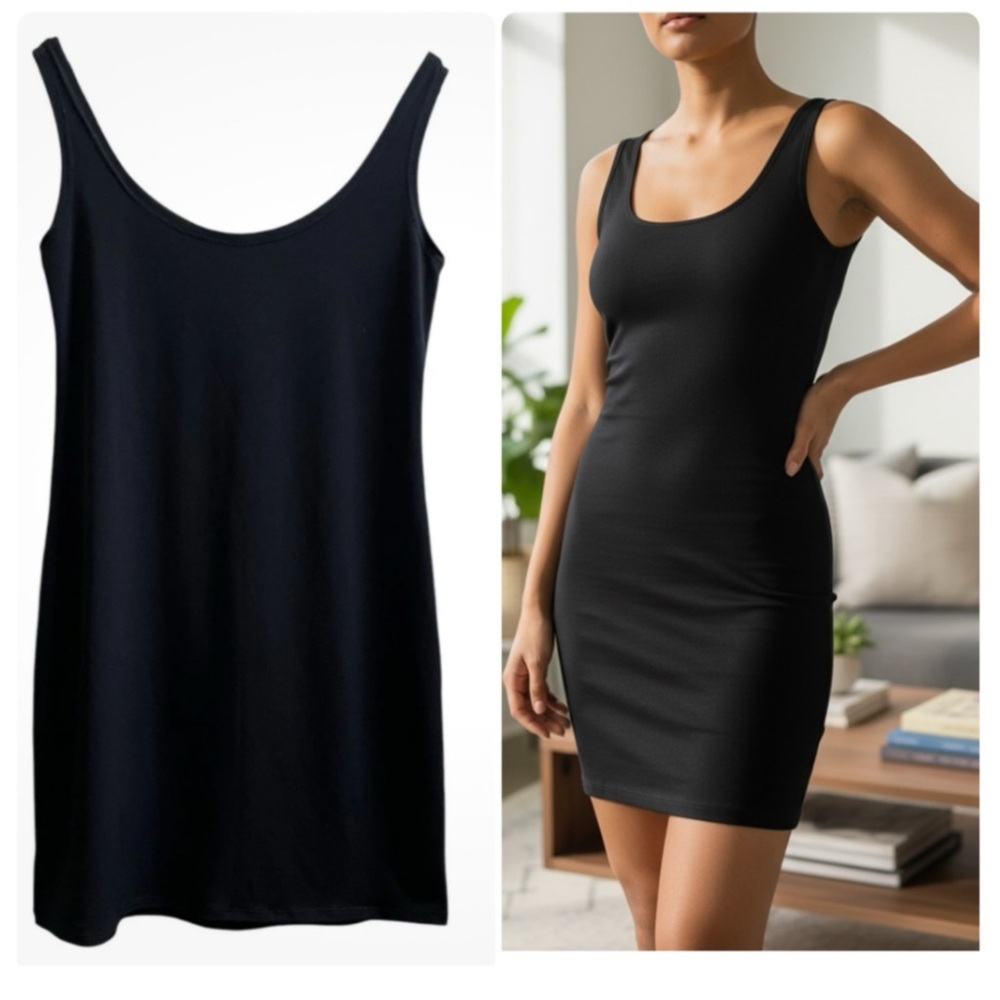 Julian Chang Black Sleeveless Tank Bodycon Mini Dress Size Small
